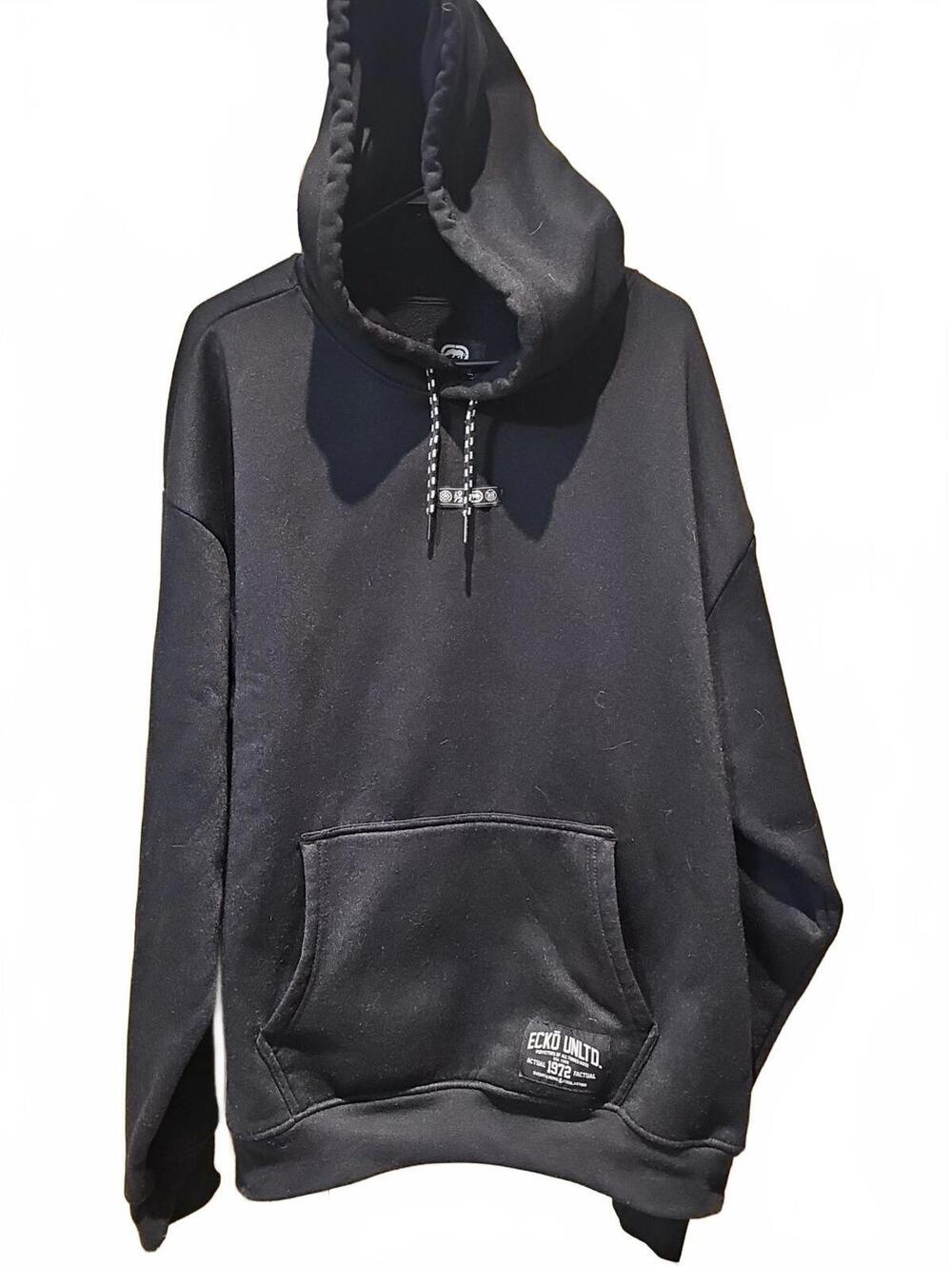Ecko Hoodie Mens Large Rhino Logo Black With Graphic Spread On Back